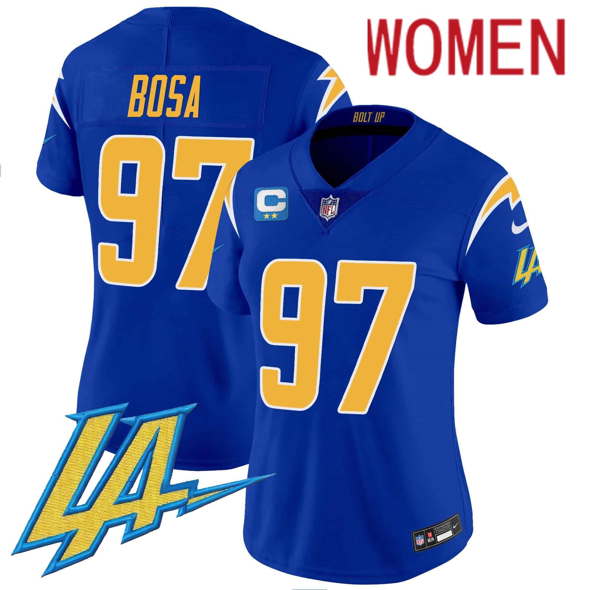 Women Los Angeles Chargers #97 Bosa Blue 2024 Nike Vapor Limited NFL Jersey